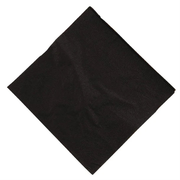 Swantex Cocktail Napkin Black 25x25cm 2ply 1/4 Fold (8 Pack)