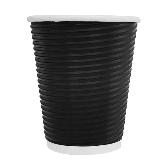 Fiesta Recyclable Coffee Cups Ripple Wall Black 340ml / 12oz (500 Pack)