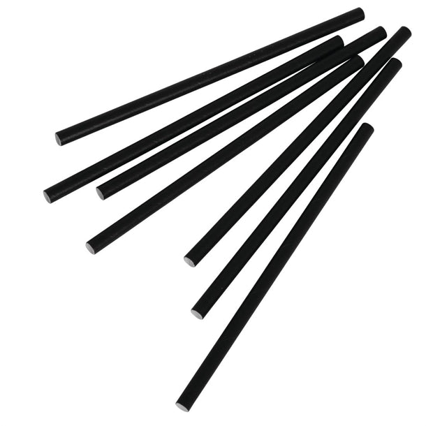 Fiesta Compostable Paper Cocktail Stirrer Straws Black (250 Pack)