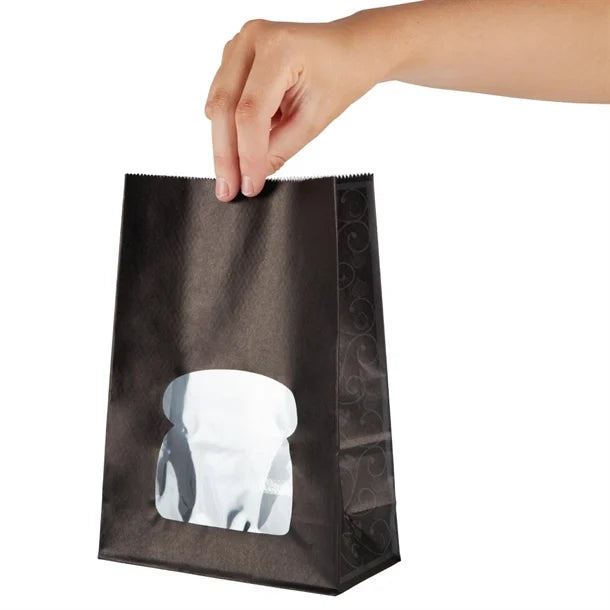 Colpac Recyclable Paper Sandwich Bags With Window Black (250 Pack)