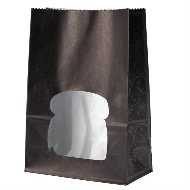 Colpac Recyclable Paper Sandwich Bags With Window Black (250 Pack)
