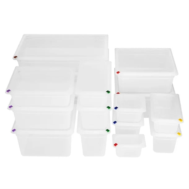 Hygiplas Click PP GN Container 1/3 with Lid & 7 Colour Clips 200mm 6.9Ltr (4 Pack)