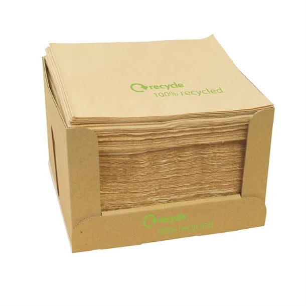 Swantex Recycled Lunch Napkin Kraft 33x33cm 2ply 1/4 Fold (2000 Pack)