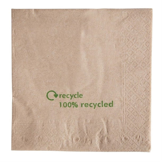 Swantex Recycled Lunch Napkin Kraft 33x33cm 2ply 1/4 Fold (2000 Pack)