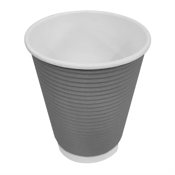 Fiesta Recyclable Coffee Cups Ripple Wall Charcoal 340ml (500 Pack)