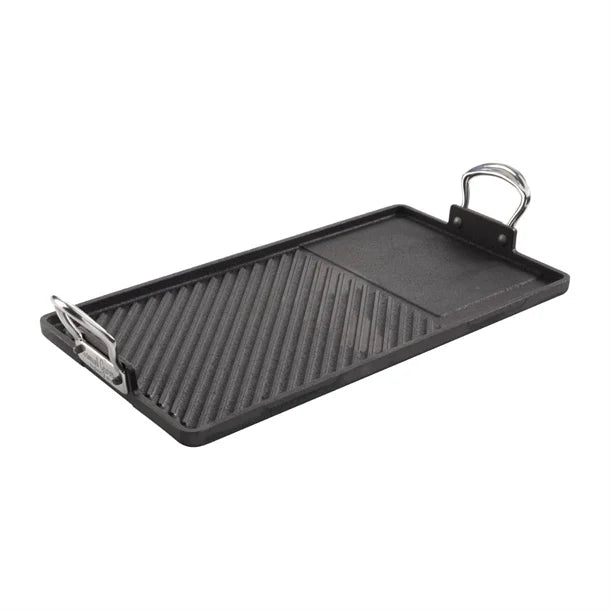 Britannia Cast Iron Double Burner Griddle Pan 45x25cm
