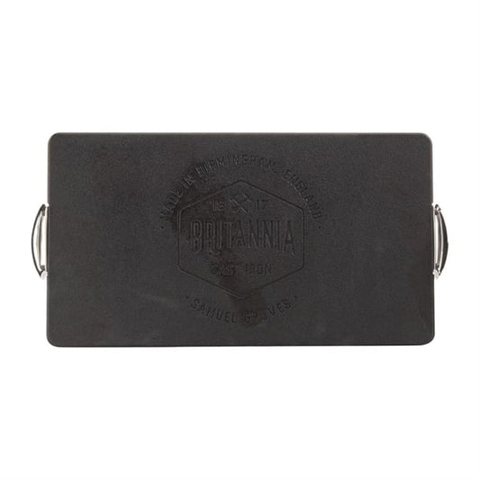Britannia Cast Iron Double Burner Griddle Pan 45x25cm