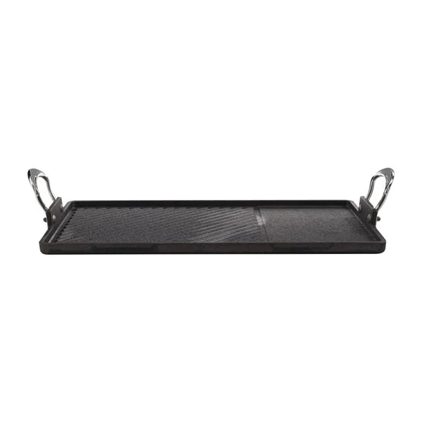 Britannia Cast Iron Double Burner Griddle Pan 45x25cm