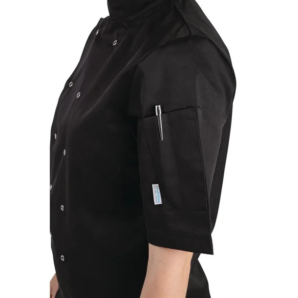 Whites Vegas Unisex Chefs Jacket Short Sleeve Black L (5 Pack)