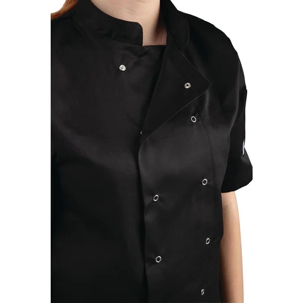 Whites Vegas Unisex Chefs Jacket Short Sleeve Black L (5 Pack)
