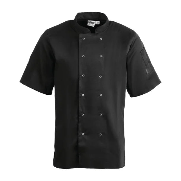 Whites Vegas Unisex Chefs Jacket Short Sleeve Black L (5 Pack)