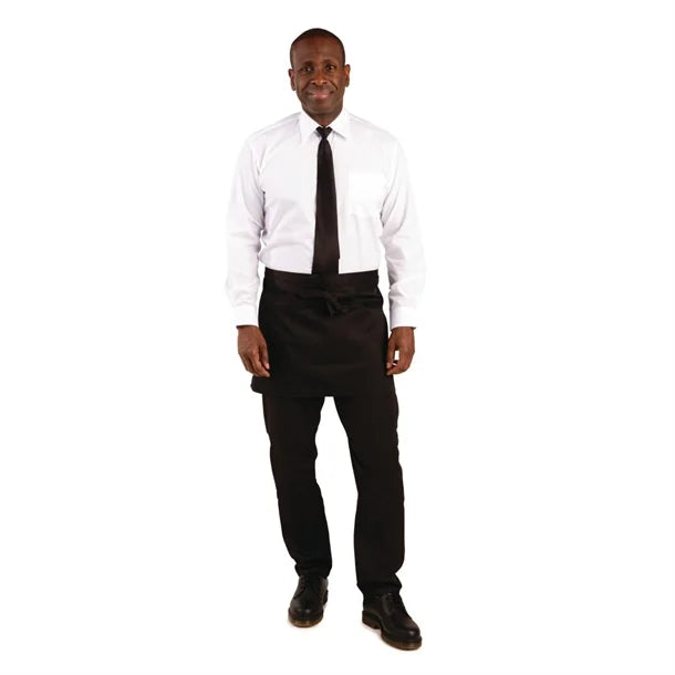 Whites Short Bistro Apron Black (5 Pack)