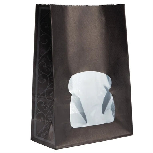 Colpac Recyclable Paper Sandwich Bags With Window Black (250 Pack)
