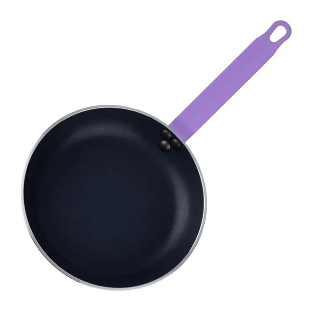Hygiplas Aluminium Non-Stick Teflon Platinum Plus Frying Pan with Purple Handle 24cm