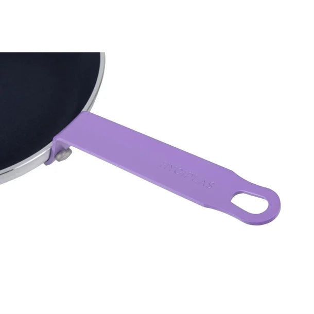 Hygiplas Aluminium Non-Stick Teflon Platinum Plus Frying Pan with Purple Handle 24cm