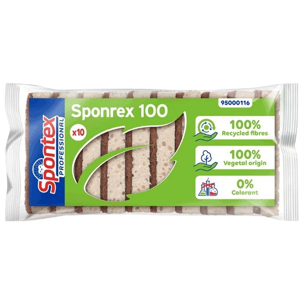 Spontex Sponrex 100% Recycled Scouring Sponge (10 Pack)