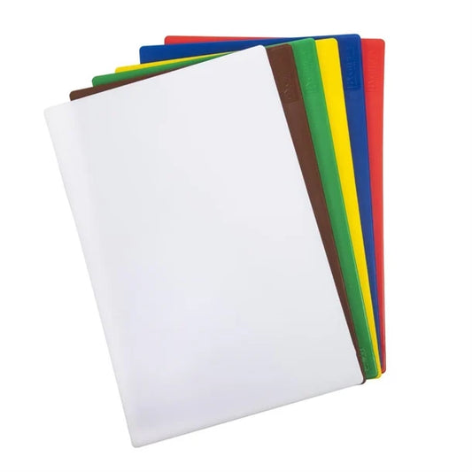 Hygiplas Low Density Chopping Board Set with Rack 450x300x10mm (6 Pack)